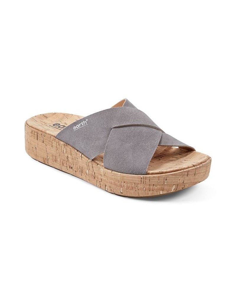 Women's Scout Casual Slip-on Wedge Platform Sandals Gray Suede $52.47 Shoes