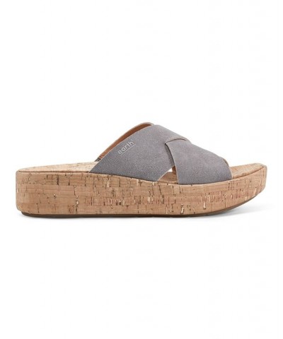 Women's Scout Casual Slip-on Wedge Platform Sandals Gray Suede $52.47 Shoes