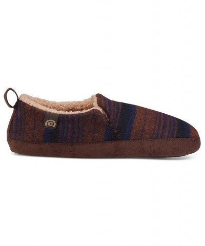 Men's Borego Stripe Fleece-Lined Moccasin Slippers Brown $27.49 Shoes