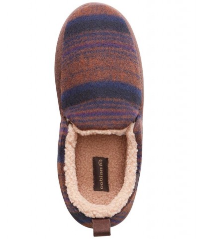 Men's Borego Stripe Fleece-Lined Moccasin Slippers Brown $27.49 Shoes