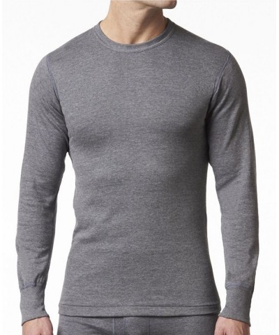 Men's 2 Layer Cotton Blend Thermal Long Sleeve Shirt Gray $22.44 Undershirt