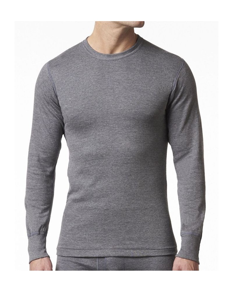 Men's 2 Layer Cotton Blend Thermal Long Sleeve Shirt Gray $22.44 Undershirt