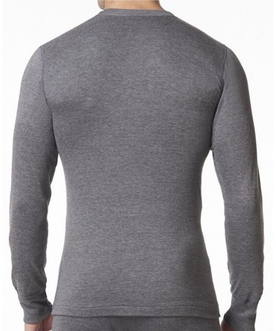 Men's 2 Layer Cotton Blend Thermal Long Sleeve Shirt Gray $22.44 Undershirt