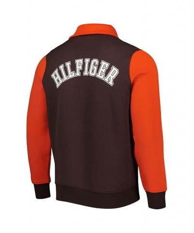 Men's Brown, Orange Cleveland Browns Aiden Quarter-Zip Top $55.20 Sweatshirt