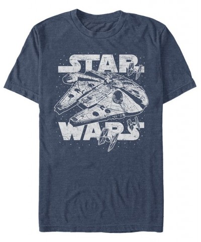 Star Wars Men's Classic Millennium Falcon Starry Short Sleeve T-Shirt Blue $15.05 T-Shirts