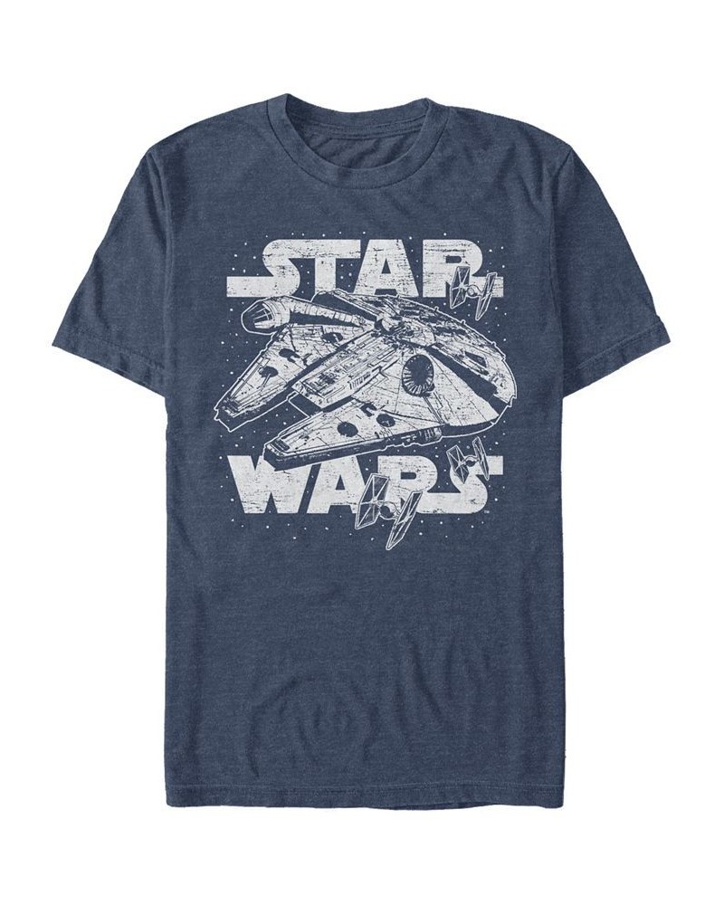 Star Wars Men's Classic Millennium Falcon Starry Short Sleeve T-Shirt Blue $15.05 T-Shirts