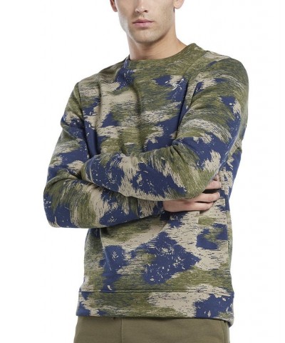 Men's Modern-Fit Camo Crewneck Sweatshirt Green $31.35 Sweatshirt