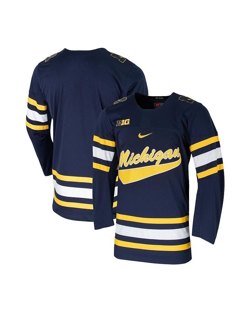 Men's Navy Michigan Wolverines Replica Team Hockey Jersey $60.20 Jersey