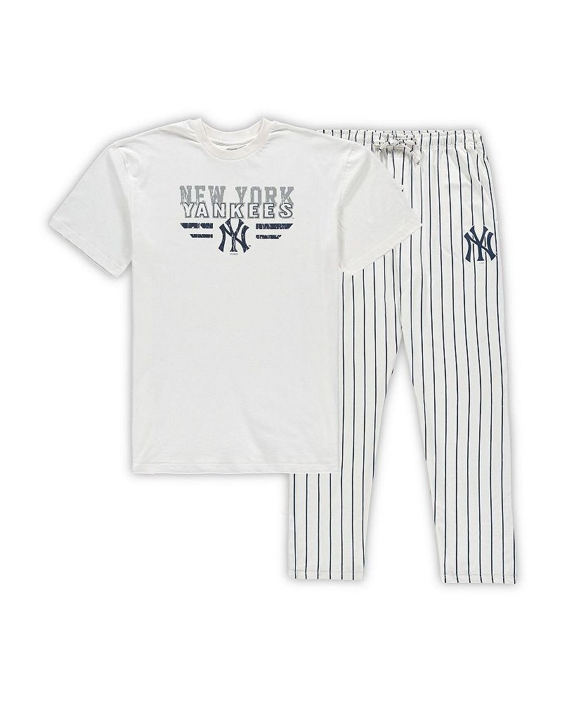 Men's White, Navy New York Yankees Big and Tall Pinstripe Sleep Set $33.60 Pajama