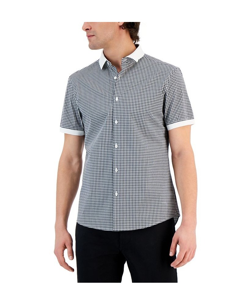 Men's Slim-Fit Short-Sleeve Gingham Shirt PD01 $51.74 Shirts