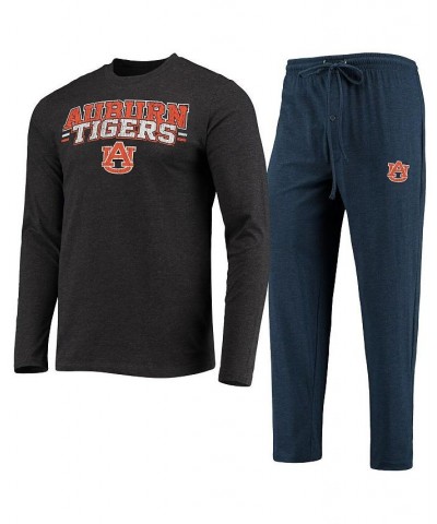 Men's Navy, Heathered Charcoal Auburn Tigers Meter Long Sleeve T-shirt and Pants Sleep Set $40.00 Pajama