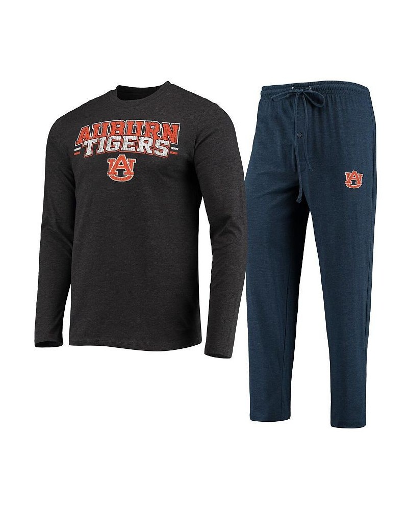 Men's Navy, Heathered Charcoal Auburn Tigers Meter Long Sleeve T-shirt and Pants Sleep Set $40.00 Pajama