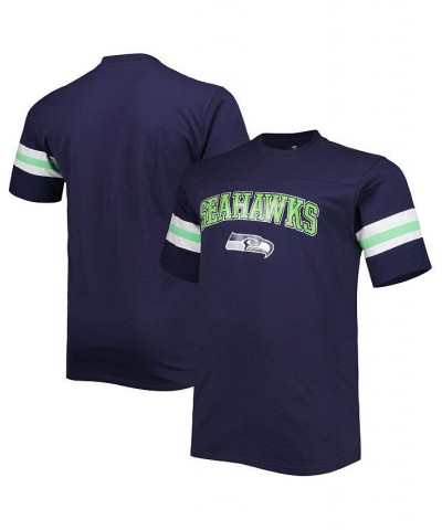 Men's College Navy Seattle Seahawks Big and Tall Arm Stripe T-shirt $22.00 T-Shirts