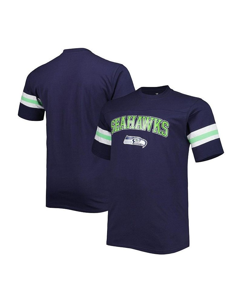 Men's College Navy Seattle Seahawks Big and Tall Arm Stripe T-shirt $22.00 T-Shirts