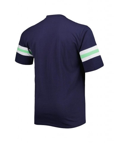 Men's College Navy Seattle Seahawks Big and Tall Arm Stripe T-shirt $22.00 T-Shirts