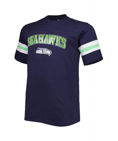 Men's College Navy Seattle Seahawks Big and Tall Arm Stripe T-shirt $22.00 T-Shirts