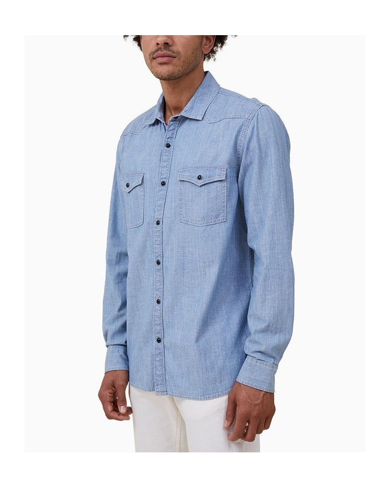 Men's Dallas Long Sleeve Shirt Blue $35.69 Shirts