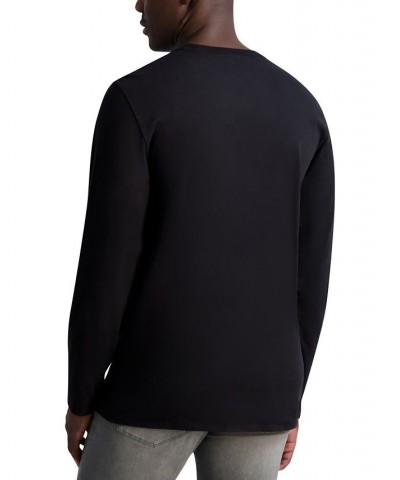 Men's Slim-Fit Flock Metallic Logo Pullover Sweatshirt Black $27.55 Sweaters