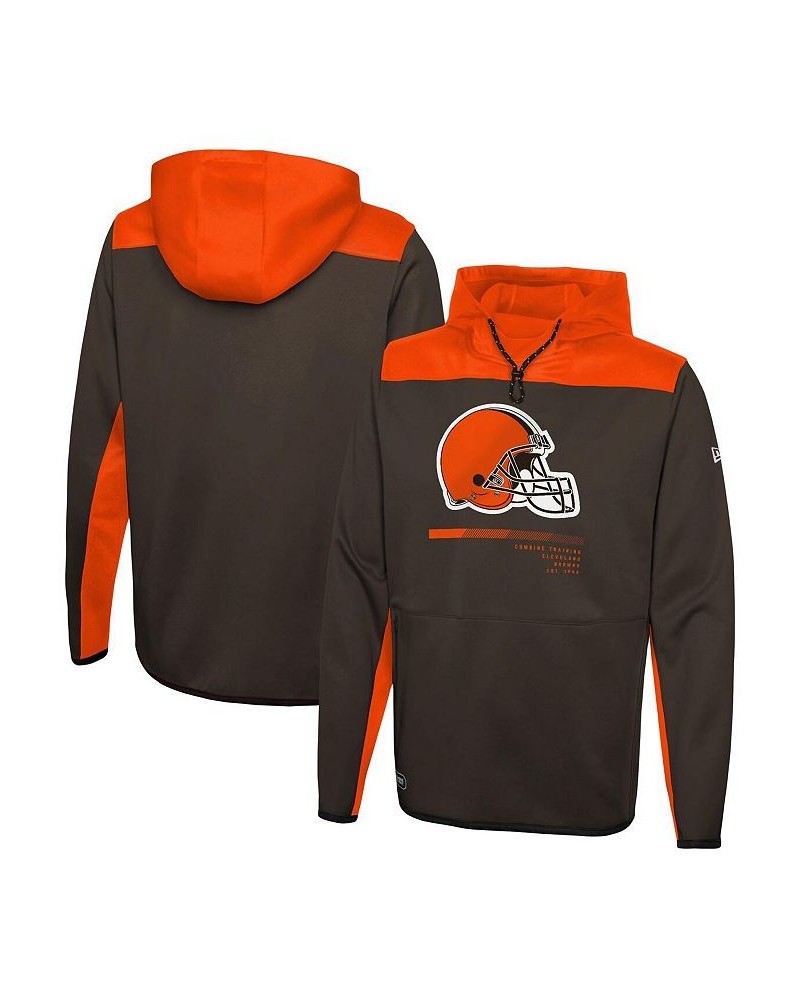 Men's Brown Cleveland Browns Combine Authentic Hard Hitter Pullover Hoodie $30.80 Sweatshirt