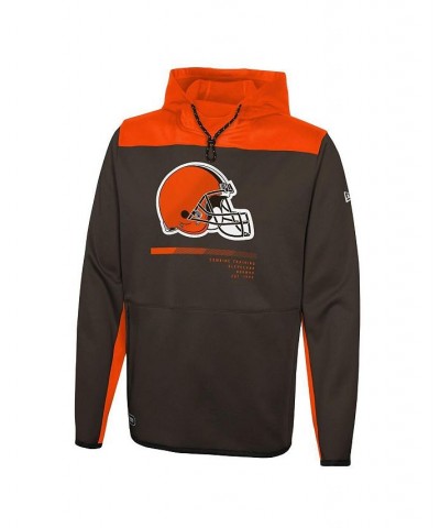 Men's Brown Cleveland Browns Combine Authentic Hard Hitter Pullover Hoodie $30.80 Sweatshirt