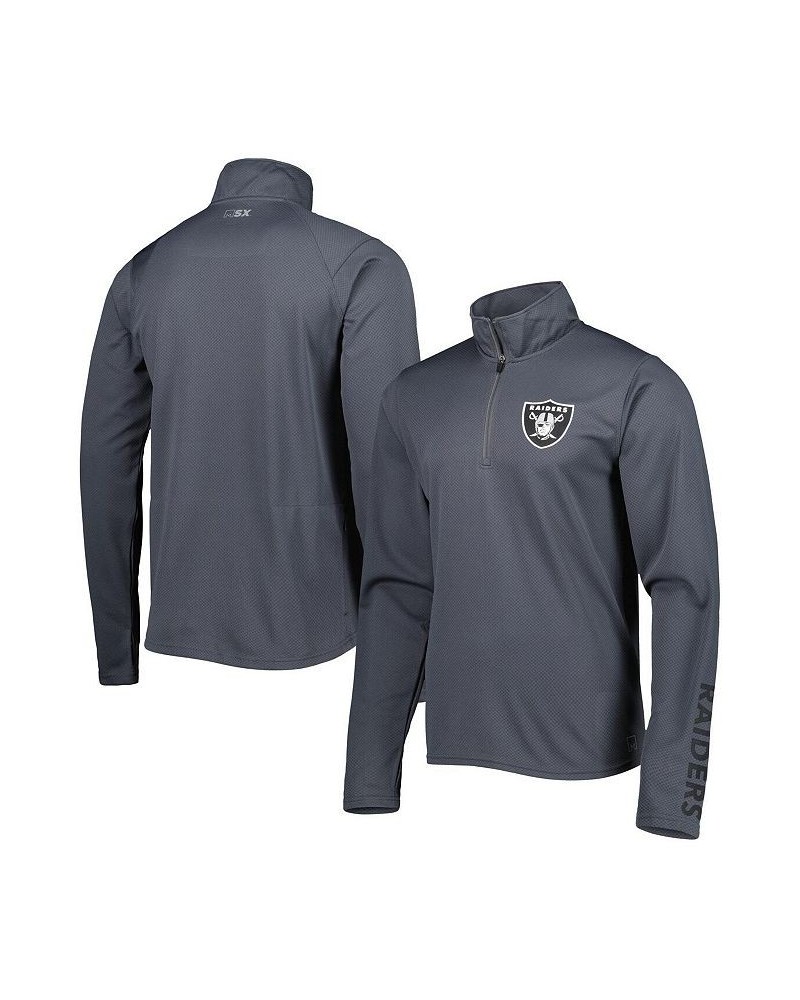 Men's Charcoal Las Vegas Raiders Half-Zip Hoodie $28.70 Jackets