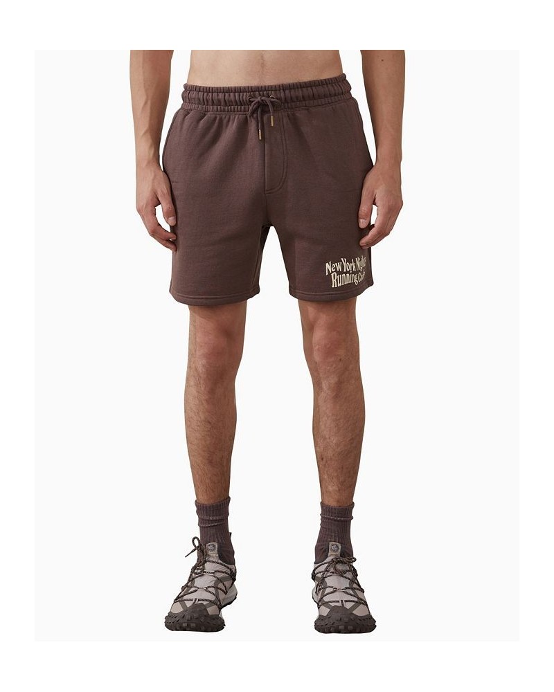 Men's Active Graphic Fleece Shorts Brown $27.99 Shorts