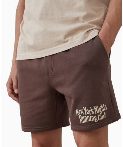 Men's Active Graphic Fleece Shorts Brown $27.99 Shorts