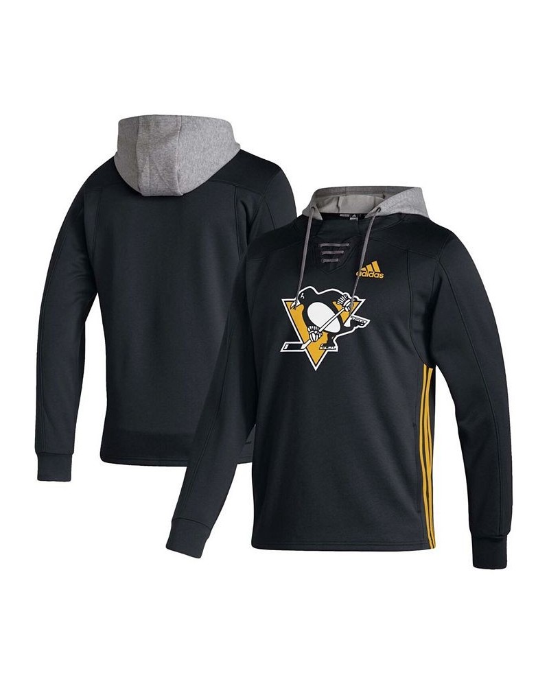 Men's Black Pittsburgh Penguins Skate Lace AEROREADY Pullover Hoodie $38.50 Sweatshirt