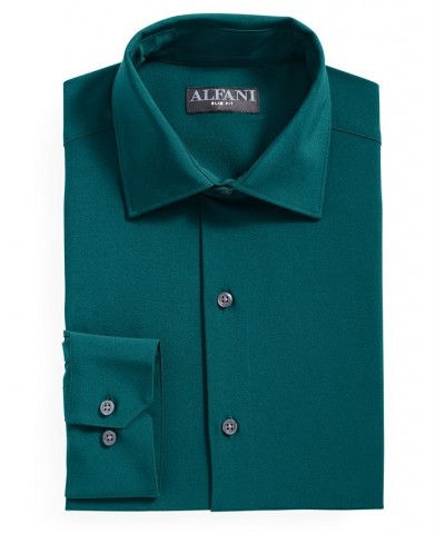 Men's Slim Fit 4-Way Stretch Solid Dress Shirt Green $20.80 Dress Shirts