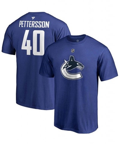 Men's Elias Pettersson Blue Vancouver Canucks Team Authentic Stack Name and Number T-shirt $17.67 T-Shirts