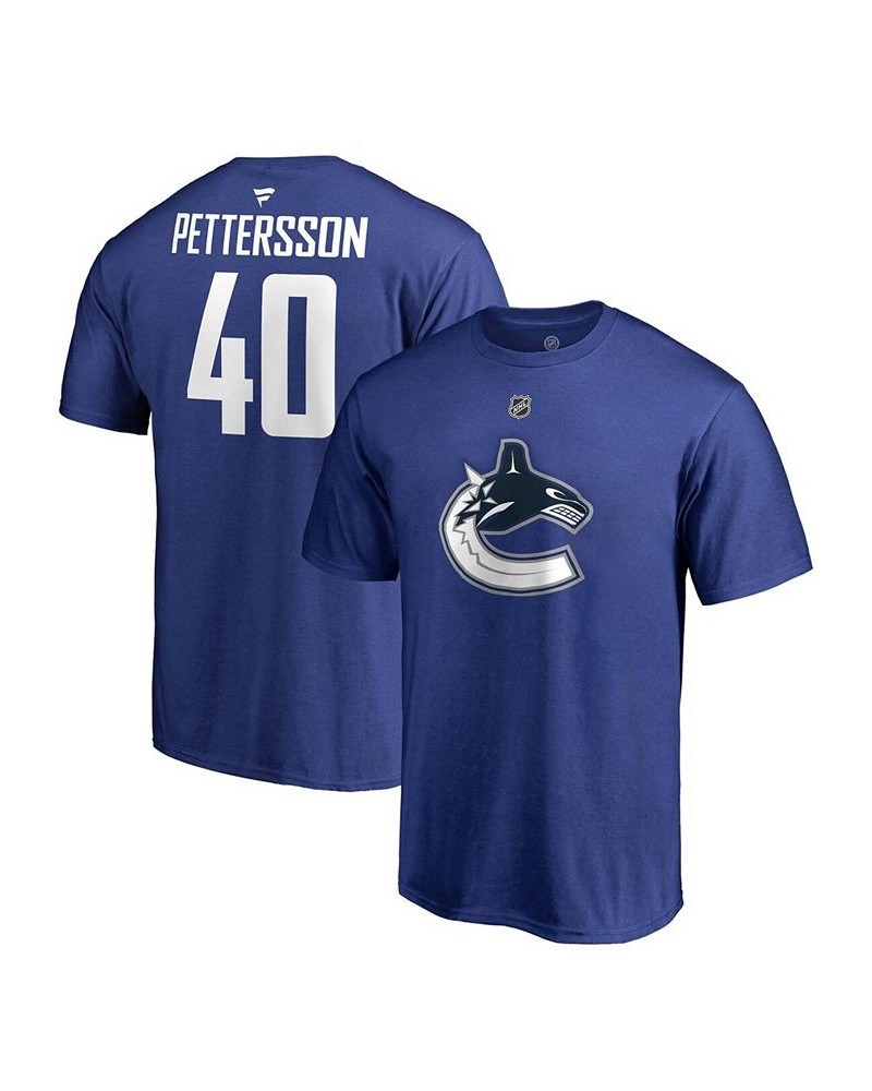 Men's Elias Pettersson Blue Vancouver Canucks Team Authentic Stack Name and Number T-shirt $17.67 T-Shirts