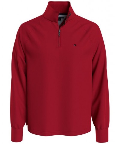 Men's Thompson Quarter Zip Mock Neck Sweatshirt Haute Red $23.08 Sweatshirt