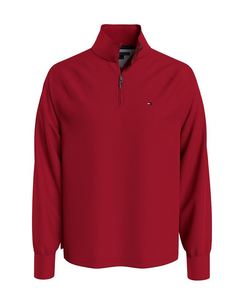 Men's Thompson Quarter Zip Mock Neck Sweatshirt Haute Red $23.08 Sweatshirt