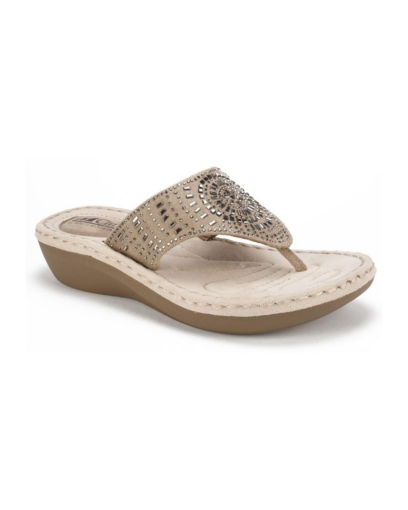 Cienna Comfort Thong Sandals Tan/Beige $31.74 Shoes