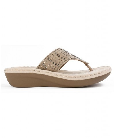 Cienna Comfort Thong Sandals Tan/Beige $31.74 Shoes