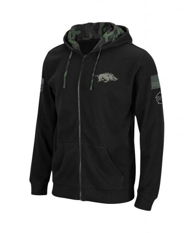 Men's Black Arkansas Razorbacks OHT Military-Inspired Appreciation Waffle Full-Zip Hoodie $35.00 Sweatshirt