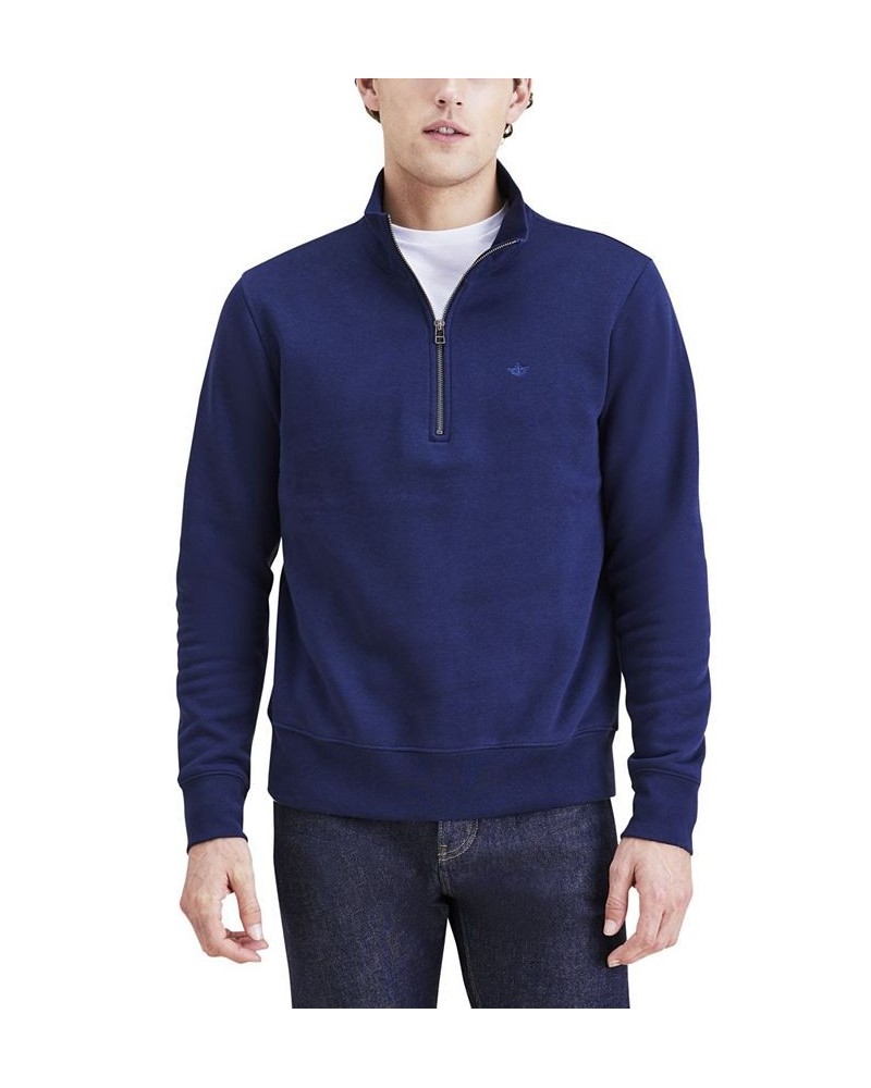 Men's Classic-Fit 1/4-Zip Fleece Sweatshirt Blue $21.25 Sweaters