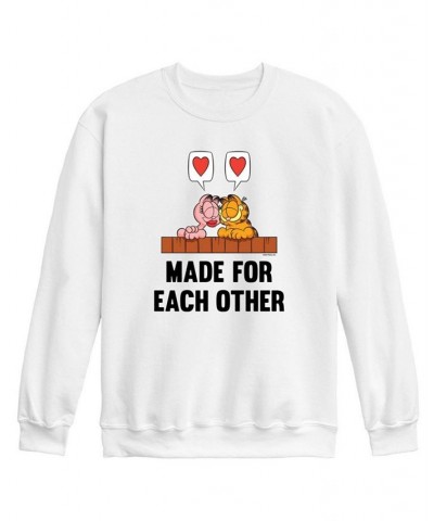 Men's Garfield Made For Each Other Fleece Sweatshirt White $23.65 Sweatshirt