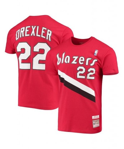 Men's Clyde Drexler Red Portland Trail Blazers Hardwood Classics Player Name and Number T-shirt $22.78 T-Shirts