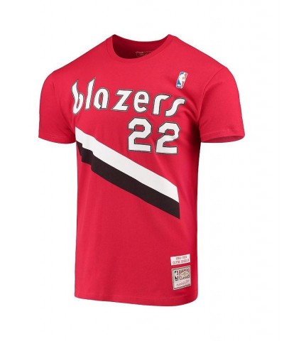 Men's Clyde Drexler Red Portland Trail Blazers Hardwood Classics Player Name and Number T-shirt $22.78 T-Shirts