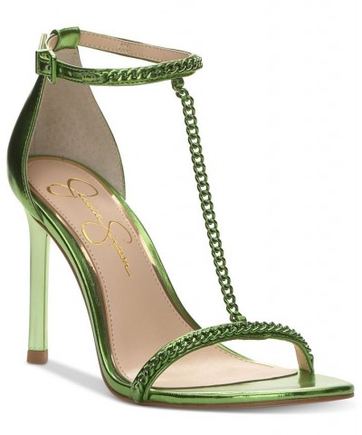 Women's Qiven T-Strap Dress Sandals Green $44.55 Shoes