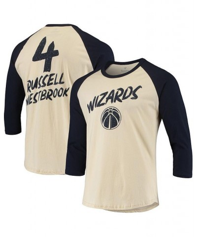 Men's Russell Westbrook Cream Washington Wizards NBA 3/4-Sleeve Raglan T-shirt $27.72 T-Shirts