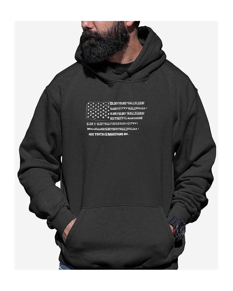 Men's Glory Hallelujah Flag Word Art Hooded Sweatshirt Gray $24.00 Sweatshirt