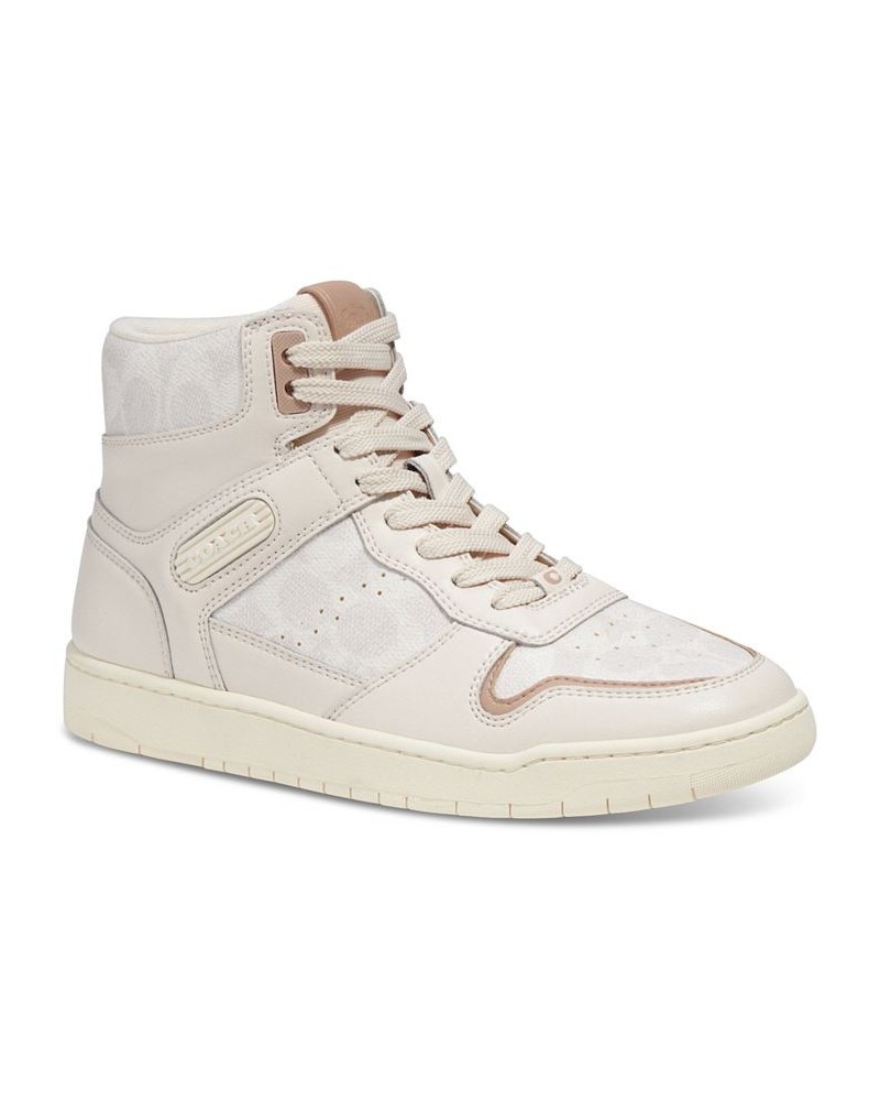 Women's Lace-Up High-Top Sneakers White $59.20 Shoes