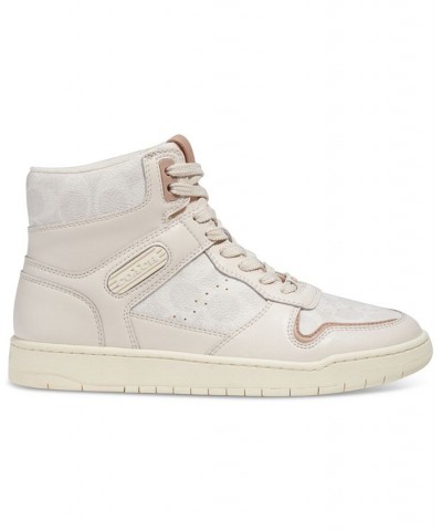 Women's Lace-Up High-Top Sneakers White $59.20 Shoes