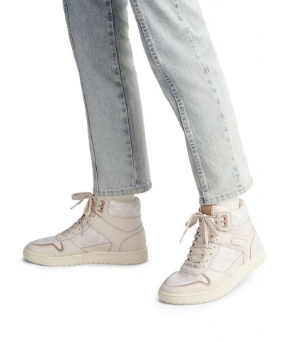 Women's Lace-Up High-Top Sneakers White $59.20 Shoes