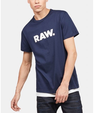 Men's Holorn RAW Graphic Logo Crewneck T-Shirt Blue $22.50 T-Shirts