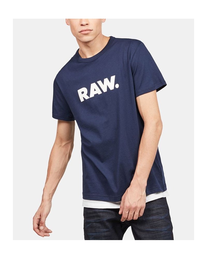 Men's Holorn RAW Graphic Logo Crewneck T-Shirt Blue $22.50 T-Shirts