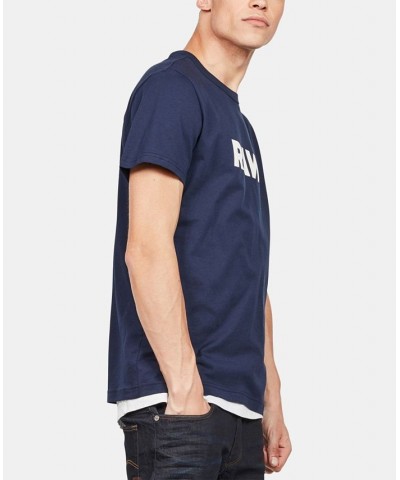 Men's Holorn RAW Graphic Logo Crewneck T-Shirt Blue $22.50 T-Shirts