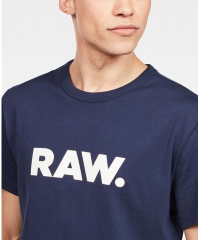 Men's Holorn RAW Graphic Logo Crewneck T-Shirt Blue $22.50 T-Shirts